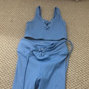 YEAR OF OURS Sky Blue Football Ribbed High rise lace up set